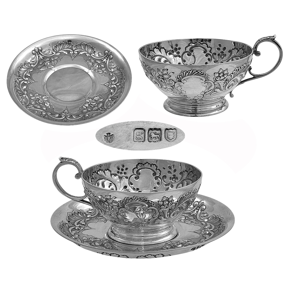 Sterling Silver  Cup & Saucer London 1902